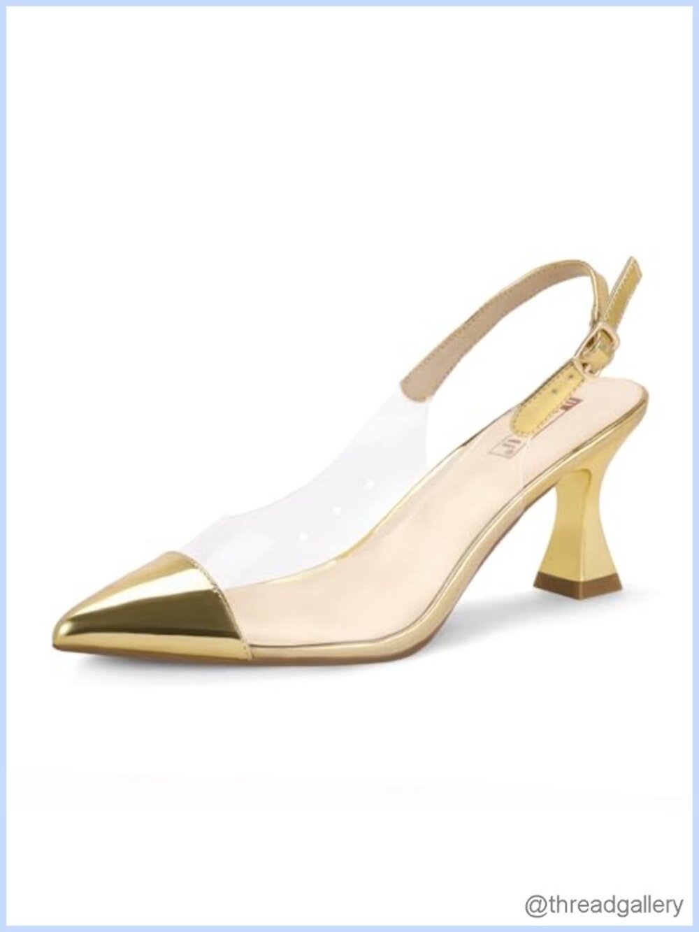 IDIFU Women's Slingback Kitten Heels Pointed Toe Patent PVC Dress Pumps